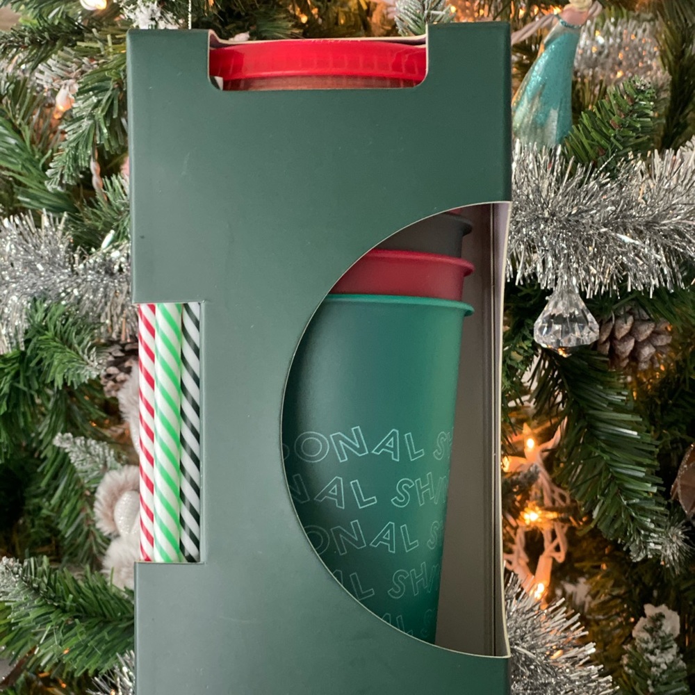 Starbucks 2019 Holiday Christmas Teal Green Tumbler Cup with Straws